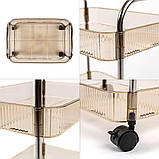 Етажерка мобільна двоярусна універсальна з акрилу та металу 40х28,5х45см Бежева SW-00002110, фото 5