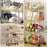 Етажерка мобільна двоярусна універсальна з акрилу та металу 40х28,5х45см Бежева SW-00002110, фото 7