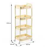 Етажерка мобільна чотириярусна універсальна з металу 45х30х103см Кремова SW-00002114, фото 3