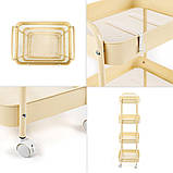 Етажерка мобільна чотириярусна універсальна з металу 45х30х103см Кремова SW-00002114, фото 5