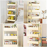 Етажерка мобільна чотириярусна універсальна з металу 45х30х103см Кремова SW-00002114, фото 7