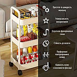 Етажерка мобільна триярусна універсальна пластикова 41х25х72см Слонова кістка SW-00002435, фото 4