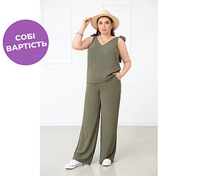 Літній жіночий костюм з широкими брюками "Ясмін" оптом | Батал | Розпродаж моделі