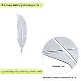 Дзеркальний декор акриловий самоклеючий Перо срібло, 6шт (D) SW-00002505, фото 3