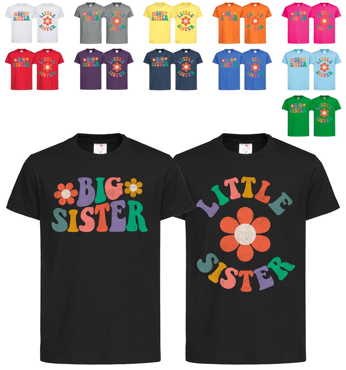 Парні чорні дитячі футболки З малюнком для сестер (8-5-8), фото 1