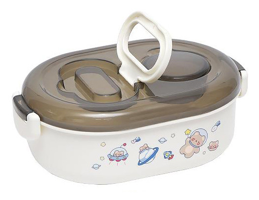 Ланч бокс для дітей з роздільником на дві секції + виделка і ложка 1000 мл 18*13*7 см