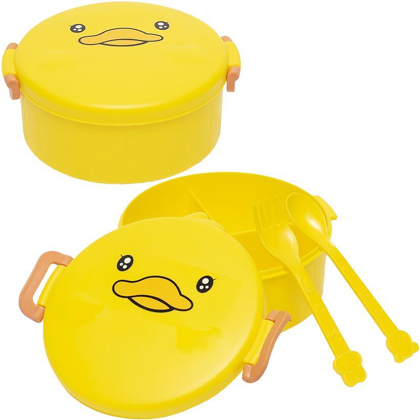 Ланч бокс для дітей на 3 секції + виделка і ложка 1000 мл 18*18*7,5 см