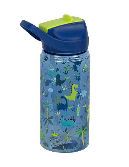 Пляшка для води пластик 600 мл, силіконовий носик, поїльник, трубочка, синя