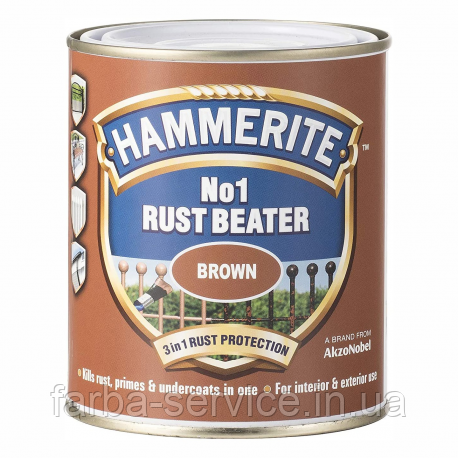 Ґрунт антикорозійний по металу Hammerite No.1 Rustbeater темно-коричневий 0,5 л, фото 1