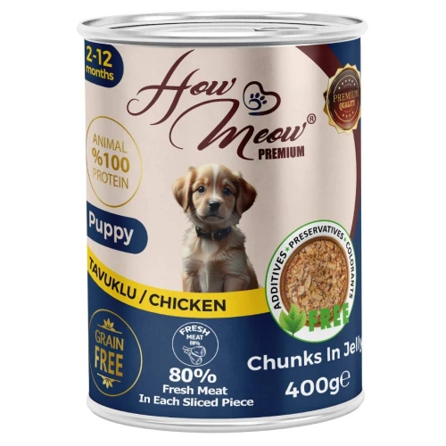 Вологий повнораціонний корм HowMeow Puppy з куркою для цуценят, 400 г