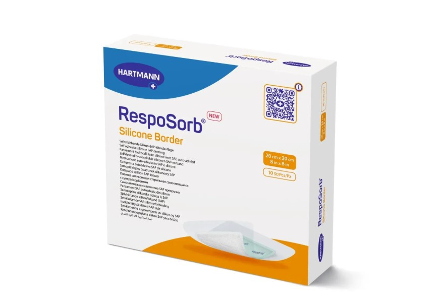 Пов'язка медична RespoSorb® Silicone Border, силіконова, суперабсорбуюча, 20×20 см, фото 1