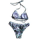 Купальник роздільний білий із зеленим листям S 42 + комбінезон, фото 6