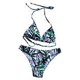 Купальник роздільний білий із зеленим листям S 42 + комбінезон, фото 5