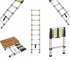 Алюмінієва драбина 8 сходинок Kraft&Dele  2,6 м складна, одностороння  150 кг для дому і саду