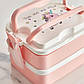 Ланч бокс для дітей подвійний 1000 мл 16*12*11см, рожевий, фото 5