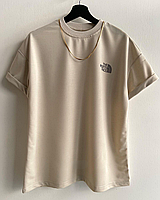 Базовая оверсайз футболка с рефлективным принтом tnf тн однотонная турецкого производства