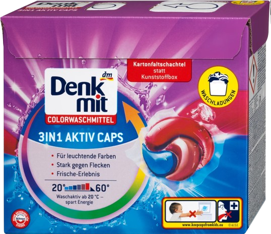 Капсули для прання кольорового DenkMit 3в1 Aktiv Caps Color (22шт.)