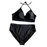 Купальник жіночий роздільний 54 чорний із тунікою-сукня синя леопард, фото 6