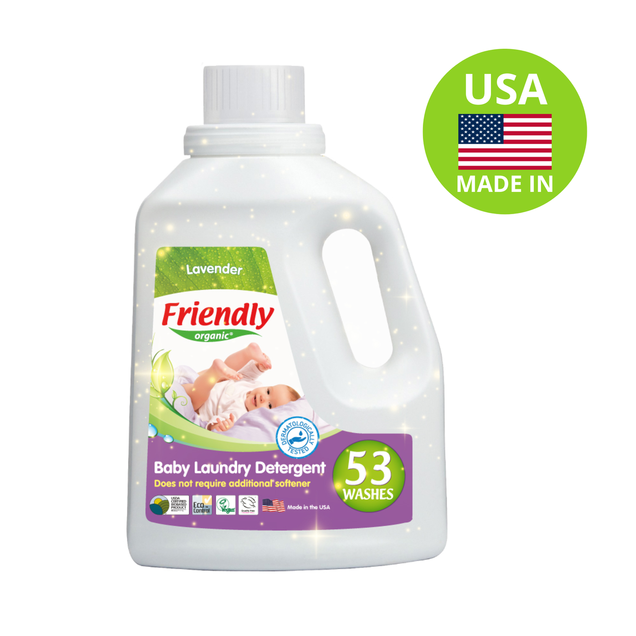 Органічний рідкий пральний порошок-концентрат Friendly Organic лаванда 1,57 літрів (53 прання)
