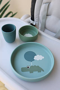 Набір силіконового посуду Done by Deer Dinner Set, Happy Clouds Blue