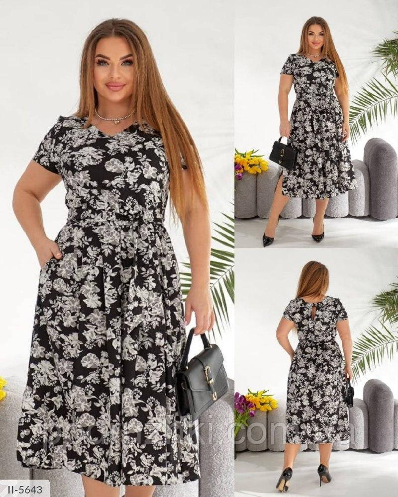 Жіноча літня легка сукня з розрізом Тканина: софт принт Розмір: 50,52,54,56, фото 1
