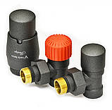 Комплект термостатичний вентилів Vario Term ROYAL, кутовий, чорний структурний., фото 2