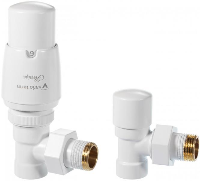 Комплект вентилів термостатичний Vario Term ROYAL, кутовий, білий., фото 1