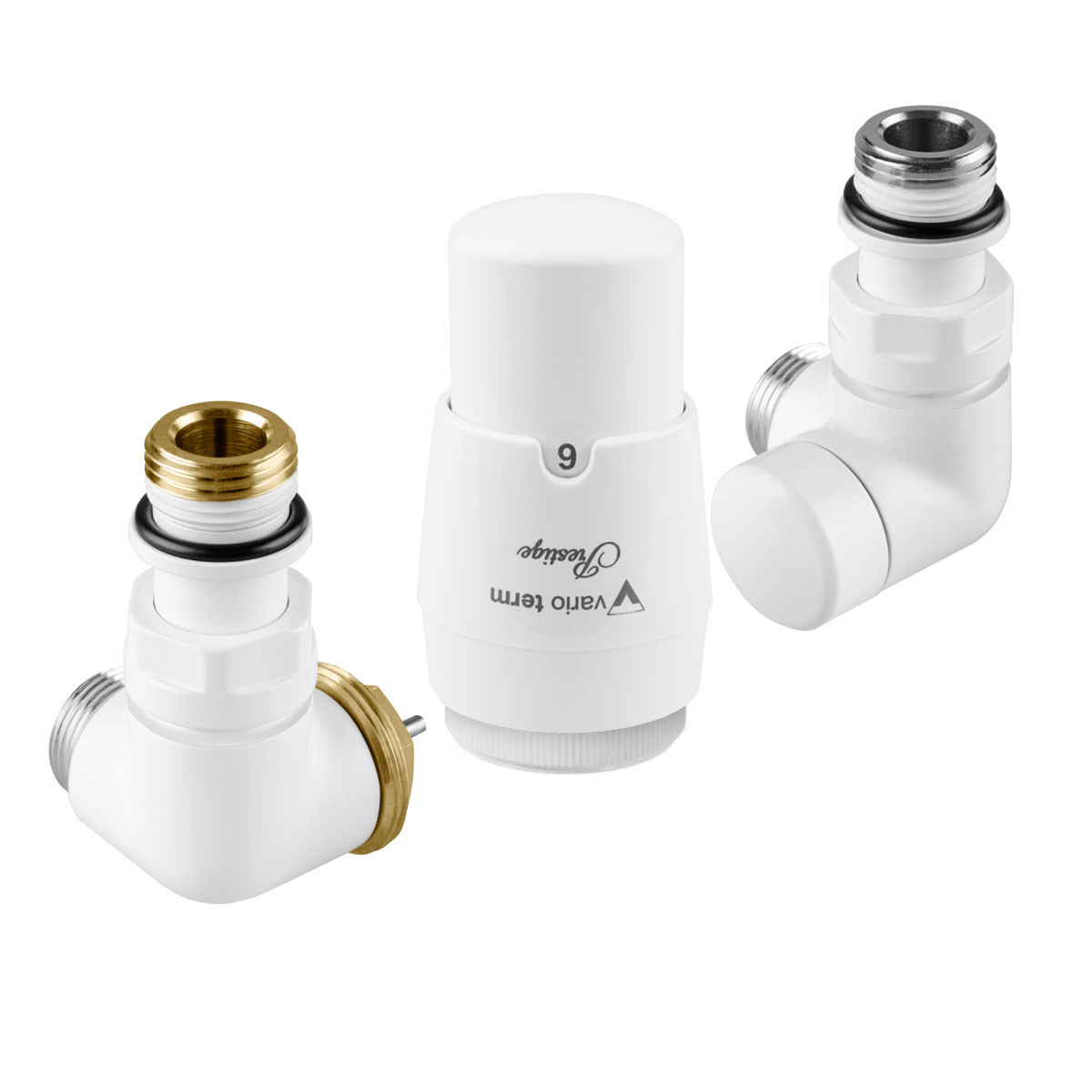 Комплект вентилів термостатичний Vario Term VISION 3-х осьовий, лівий, білий, фото 1