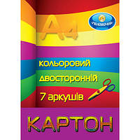 А4 7 2-* стр. Картон кольоровий "Тетрада-дрібномовка" 5 шт. в упак. /50/