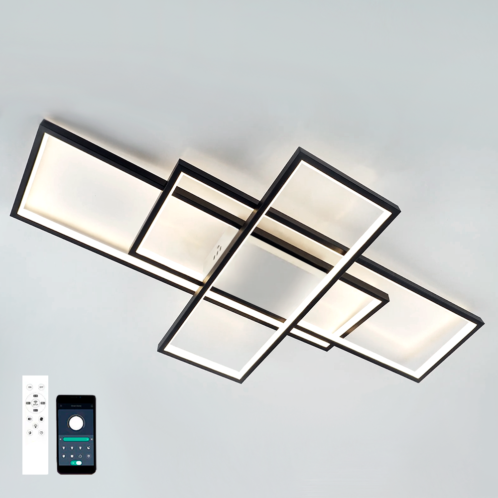 Смарт люстра Esllse SVEN 110W 3S SMART LED APP біло-чорна BLACK/WHITE 5500Лм 900x500x80мм світлодіодна з пультом