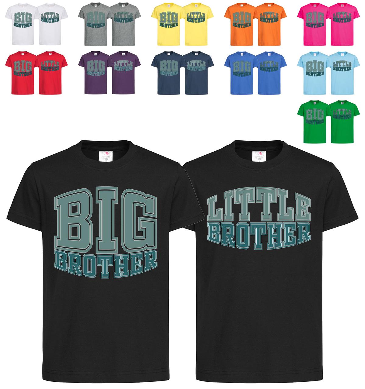 Парні чорні дитячі футболки З друком для братів (8-6-10), фото 1