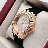 Жіночий наручний годинник Bolun чорний зі світлим циферблатом, силіконовий ремінець, золотий корпус, код - 2559b, фото 3