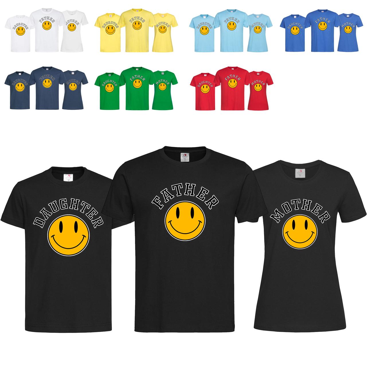 Парні чорні чоловічі, жіночі і дитячі футболки З сімейним принтом (8-7-18), фото 1