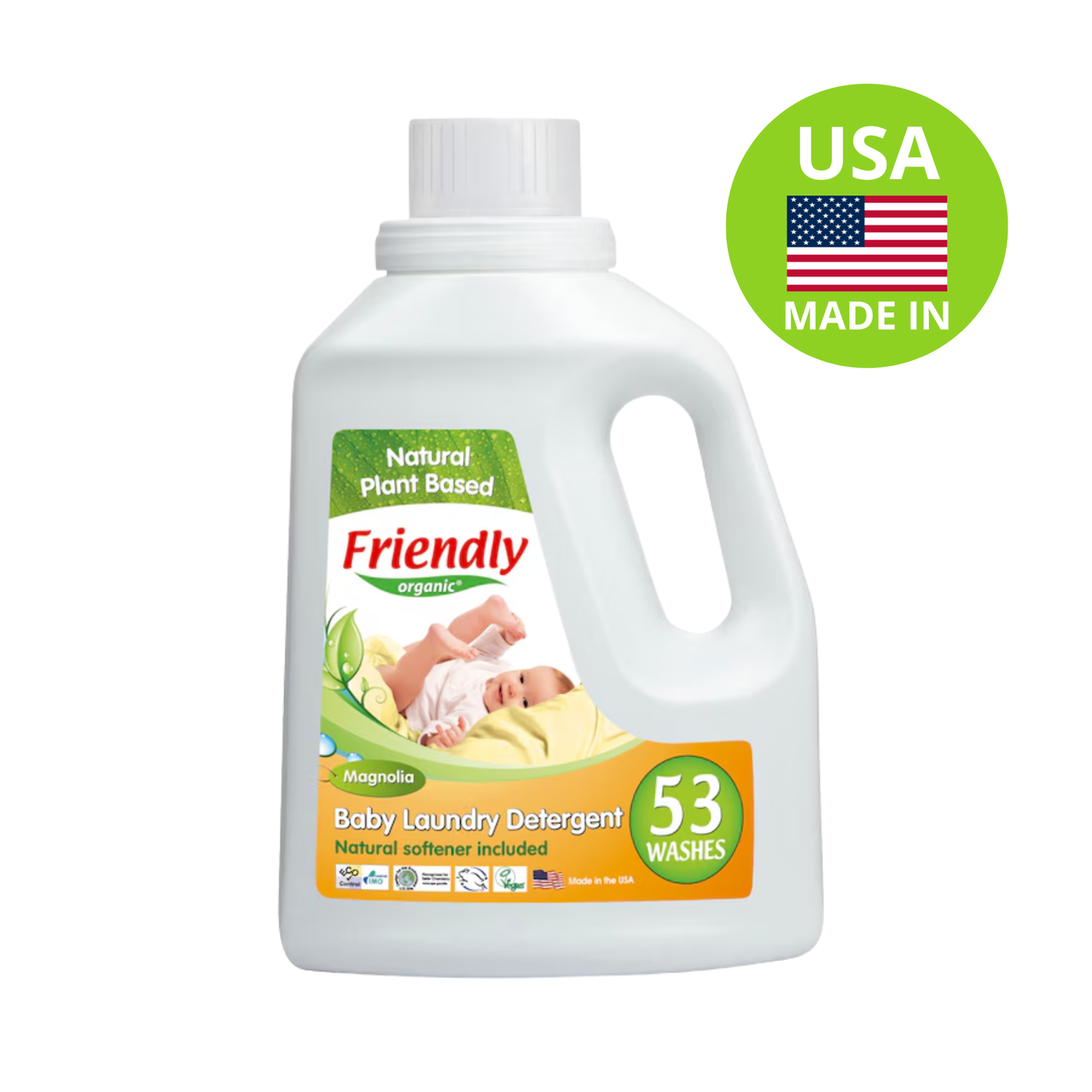 Органічний рідкий пральний порошок-концентрат Friendly Organic магнолія 1,57 літрів (53 прання), фото 1