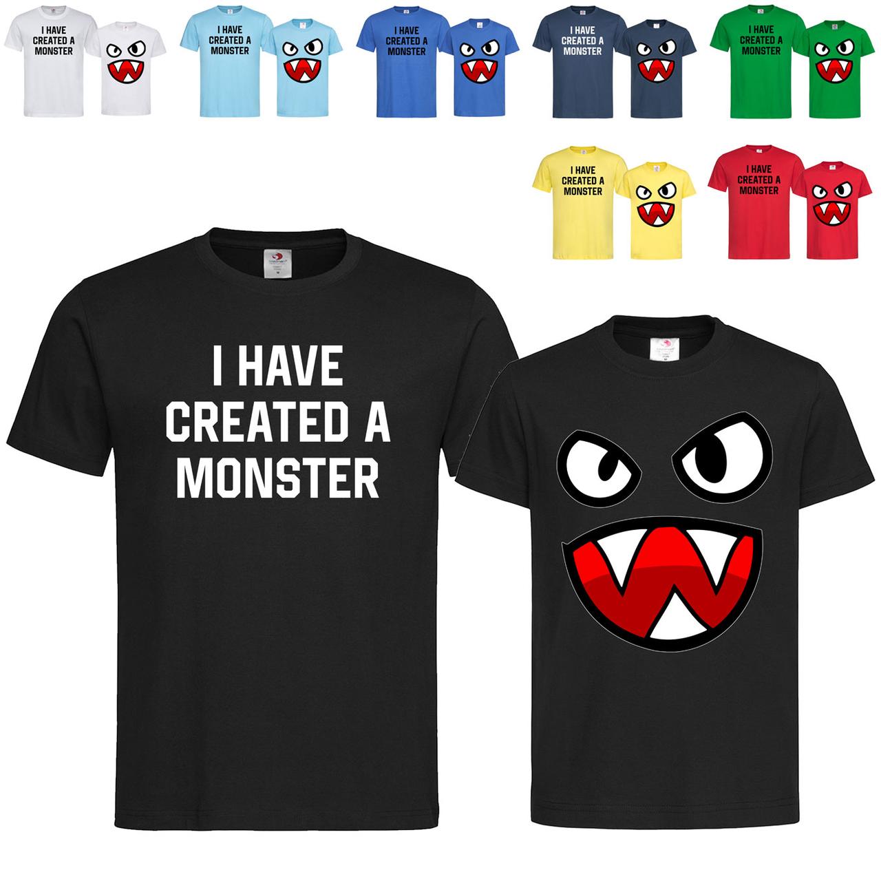 Парні чорні чоловіча та дитяча футболки Парні з принтом для тата і сина (8-10-11), фото 1