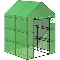 Теплиця садова міні 140x140 см парник з полицями стелаж 8 полиць