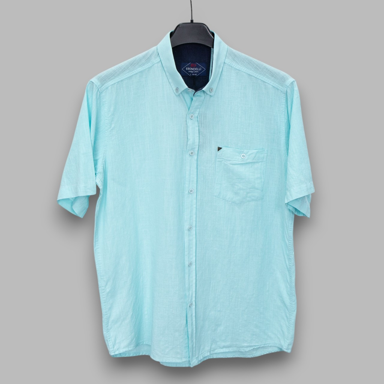 Сорочка чоловіча, прямого покрою, з коротким рукавом, Birindelli 02-5477 100% льон L(Р), фото 1