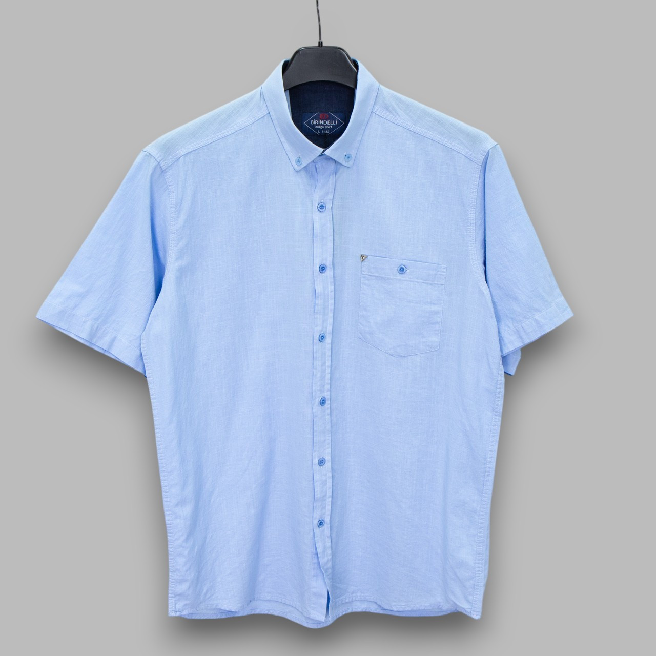 Сорочка чоловіча, прямого покрою, з коротким рукавом, Birindelli 02-5483 100% льон L(Р), фото 1