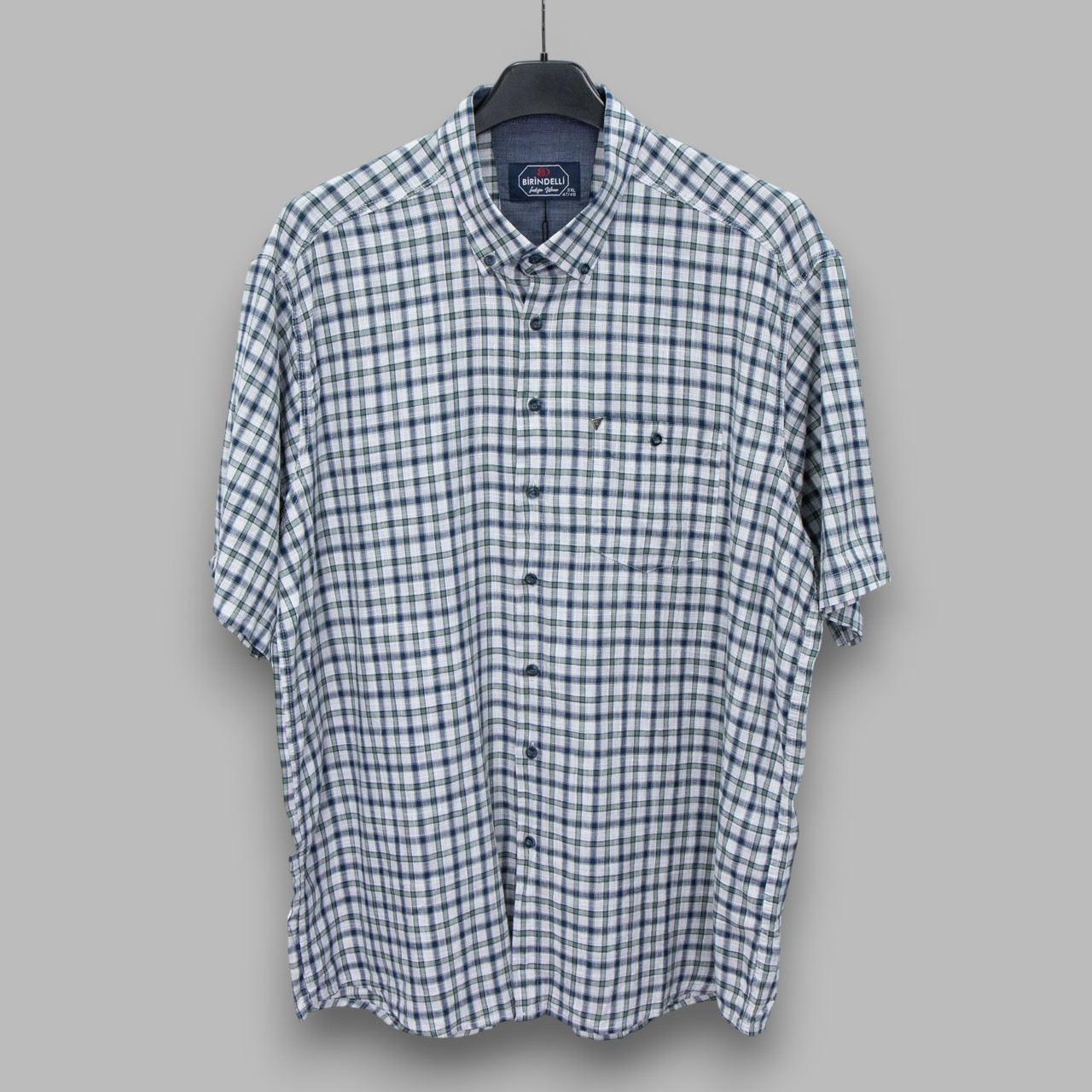 Сорочка чоловіча, прямого покрою, з коротким рукавом, Birindelli 07-888 100% льон 3XL(Р), фото 1