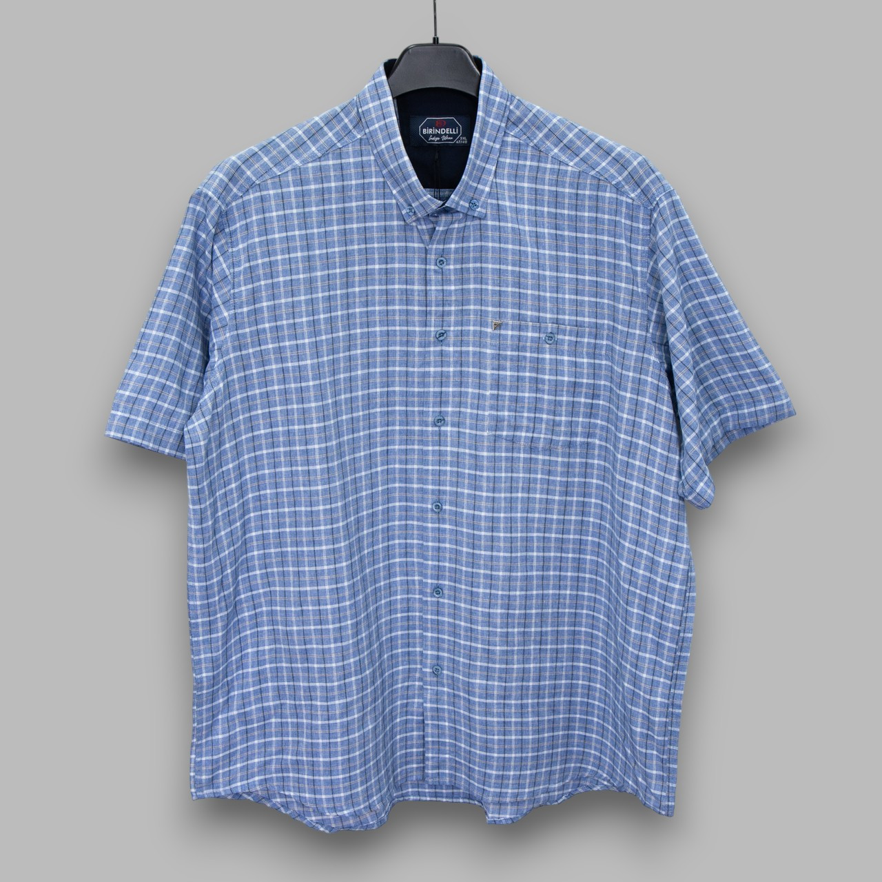 Сорочка чоловіча, прямого покрою, з коротким рукавом, Birindelli 07-1125 100% льон 5XL(Р), фото 1