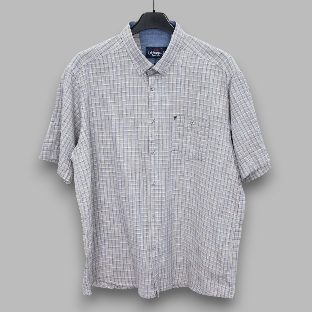 Сорочка чоловіча, прямого покрою, з коротким рукавом, Birindelli 07-941 100% льон 5XL(Р), фото 1