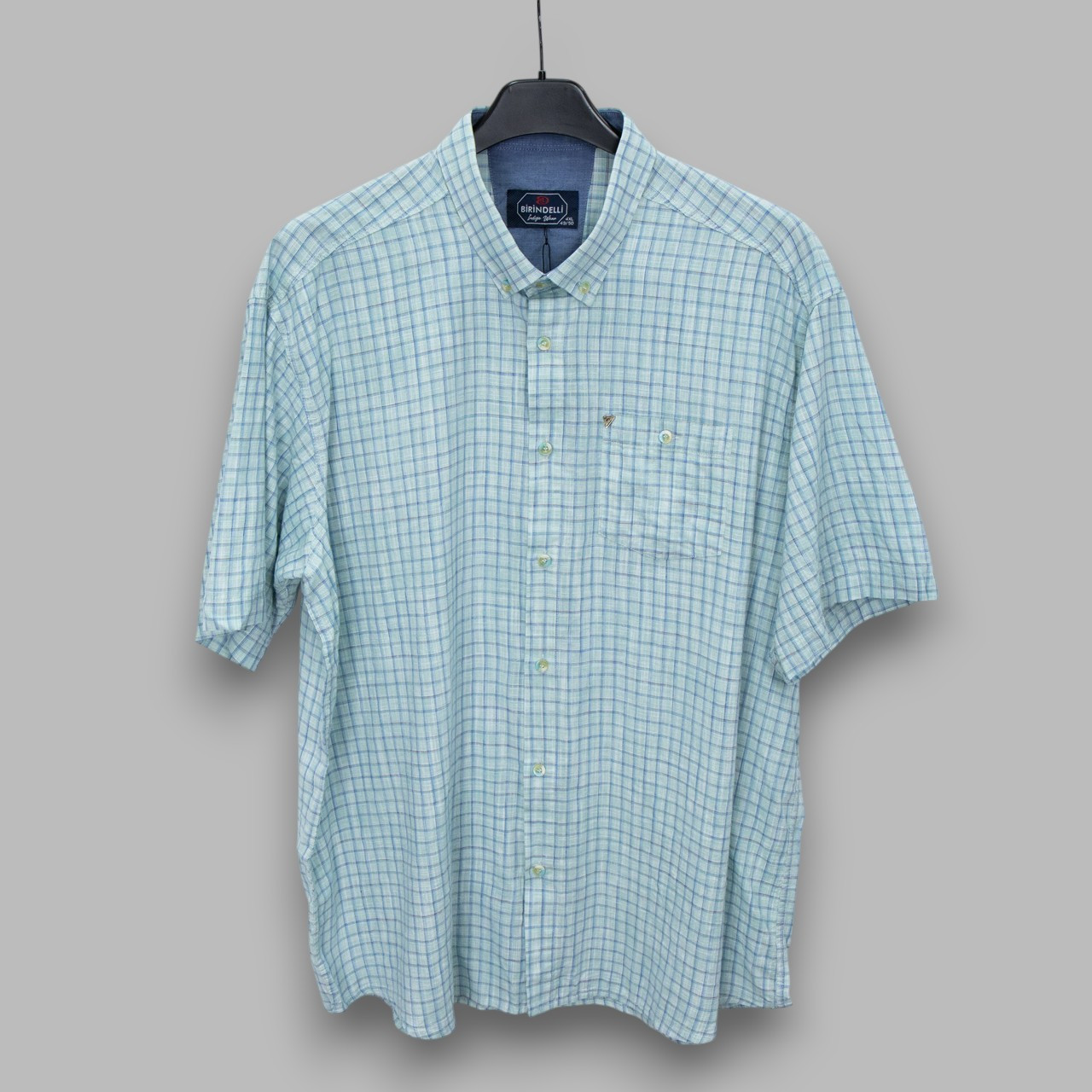 Сорочка чоловіча, прямого покрою, з коротким рукавом, Birindelli 07-951 100% льон 4XL(Р), фото 1