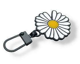 Пулер - висюлька металева для бігунків Ромашка d22мм колір Чорний