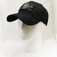 Кепка чоловіча Stone Island з патчем унісекс чорна спортивна бейсболка Стон Айленд