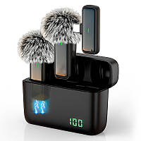 Бездротова Петличка із Зарядним Кейсом (2 шт) Type C USB C Бездротовий Мікрофон Петлічний для Телефону на одяг для запису відео