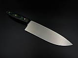 Кухонний ніж ручної роботи «Шеф #4» (01) зі сталі N690/61 HRC., фото 4