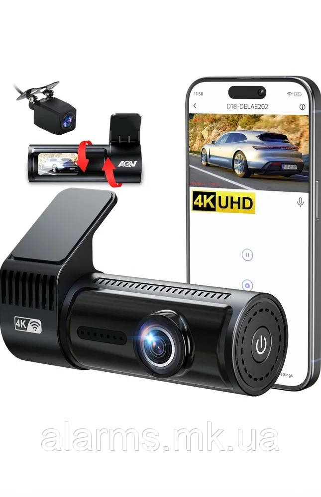 Відеореєстратор Car Dashcam D18 pro 4К з Wi-Fi та задньою камерою, фото 1