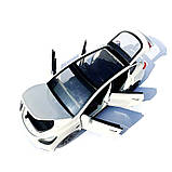 Машинка металева Tesla Model Y Електромобіль Тесла Модель Y біла 1:24 зарядна станція звук світло відч двері капот багажник гум, фото 9