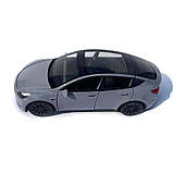 Машинка метал Tesla model Y електрокар сіра Тесла 1:24 відкр двері баг капот звук світло 19*6,5*8,5см (EL 70333), фото 3