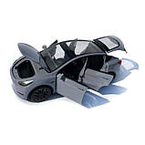 Машинка метал Tesla model Y електрокар сіра Тесла 1:24 відкр двері баг капот звук світло 19*6,5*8,5см (EL 70333), фото 5